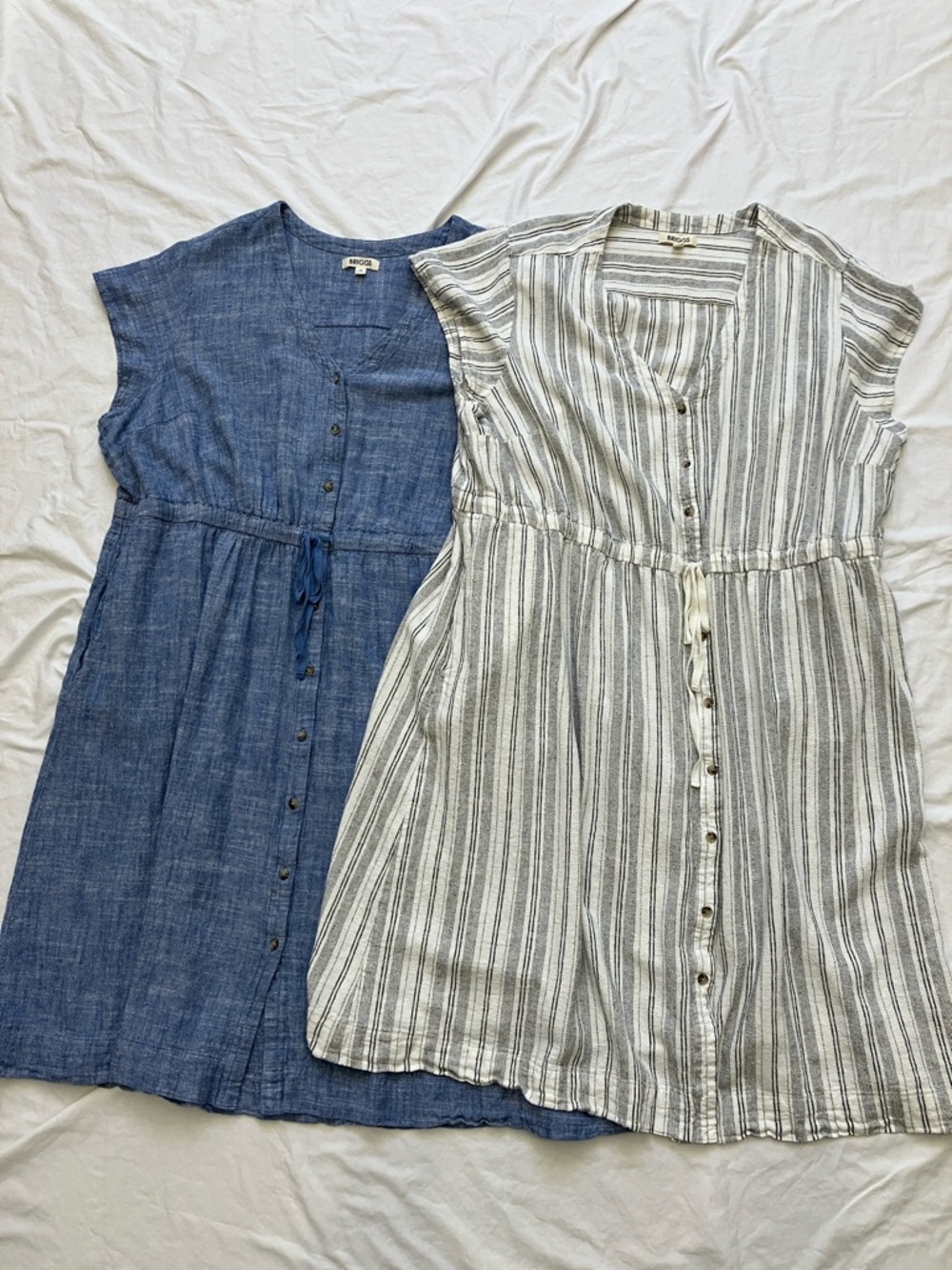 Women’s 3x Button-Front Midi Dress Duo — Blue & White Striped
